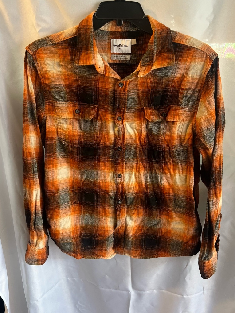 Goodfellow & Co Orange and Black Plaid Flannel Shirt
